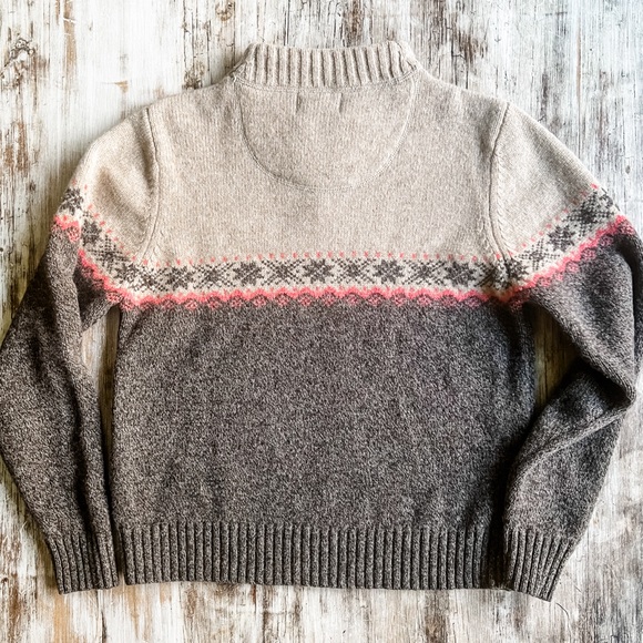 Woolrich Fair Isle Wool Zip Neck Sweater Hickory M - Picture 6 of 9